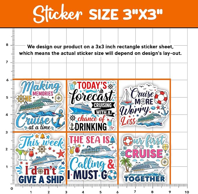 MAIANEY Funny Cruise Stickers Pack 10 Waterproof Vinyl Cruise Ship Stickers - Image 4