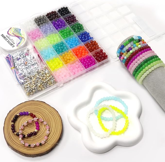 JULIMAIDONG 6mm Glass Beads for Bracelets 1400pcs, 24 Colors Round Crystal - Image 5