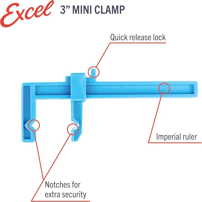 Excel Blades 6-Pack 3-Inch Mini Bar Clamps, Adjustable Plastic, USA Made - Image 3