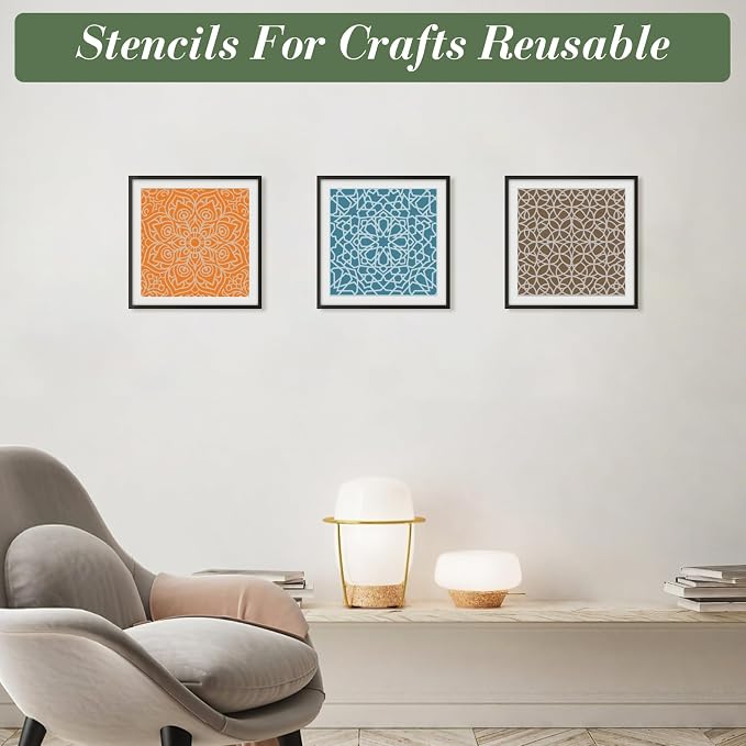 Texture Stencils for Crafts Reusable 16Pcs Stencils | DIY Art Painting Stencil - Image 2