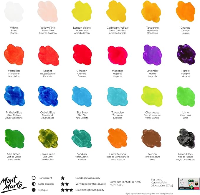 Mont Marte Ceramic Paint Set Signature 26 x 0.7 US fl.oz Multicolor, Vibrant - Image 2
