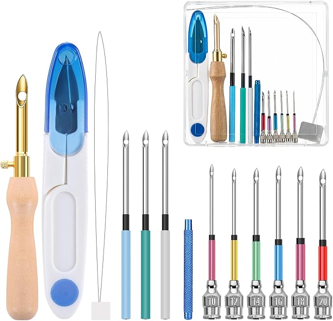 14 Pcs Punch Needle Kit with Storage Box, Adjustable Punch Needle Tool Includes by Needbrock