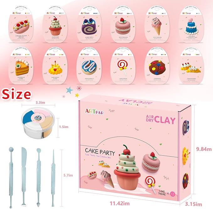 ARTPAR Air Dry Clay Kit, 12 Desserts Modeling Magic Clay - Image 2