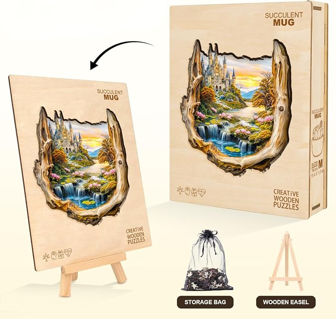 Wooden Puzzles for Adults Fantasy Castle Waterfall Driftwood Puzzles 180 Pieces - Image 5