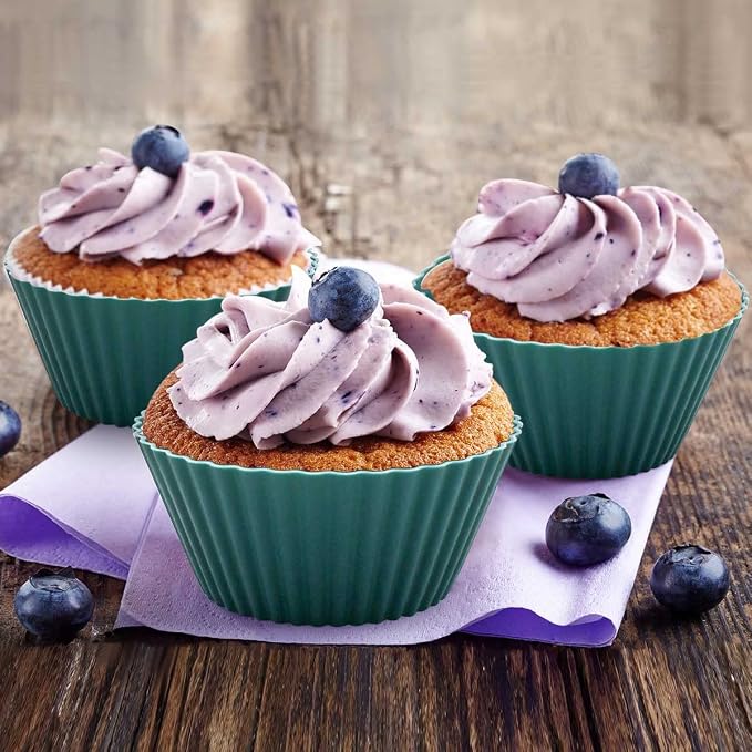 24 Pack Silicone Baking Cups Reusable Muffin Liners Non-Stick Cup Cake Molds - Image 3
