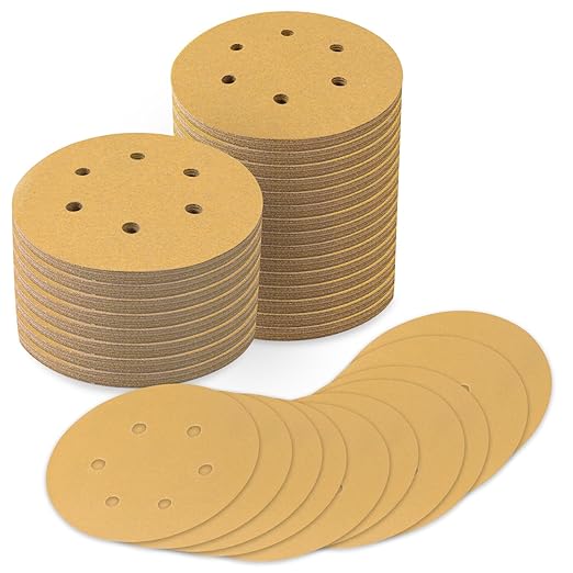 100 PCS 6 Inch Sanding Discs 320 Grit, 6 Hole Hook and Loop Round Sandpaper for Random Orbital Sander