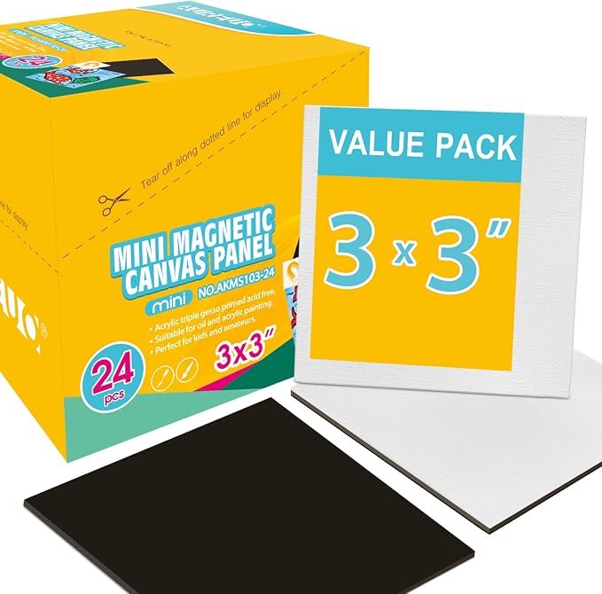 AUREUO Mini Magnetic Canvas Panel 3x3 Inch / 24 Pack by AUREUO