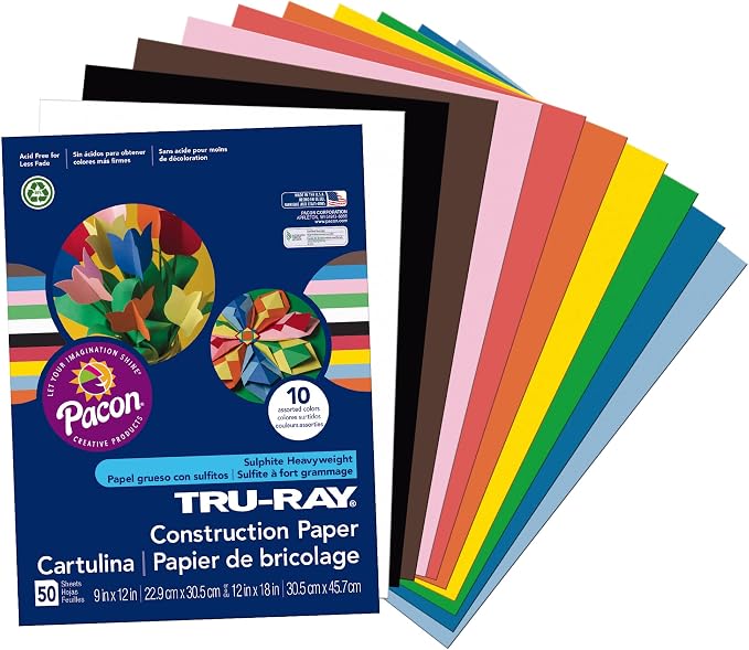 Tru-Ray Heavyweight Construction Paper, Hot Assorted Colors, 50 Sheets & - Image 5