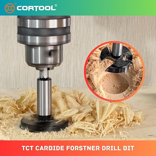 Forstner Drill Bit 1-1/4 Inch, Triple-Flute Carbide Tipped Forstner Bit for Hard Wood, Soft Wood, Veneered Plywood, Plastic, Drilling Hole Saw Woodworking Hinge Cutter Tool