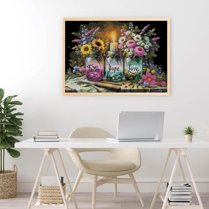MYBISYMQQ Faith, Love Cross Stitch Kits, Stamped Cross Stitch Kit - Image 5