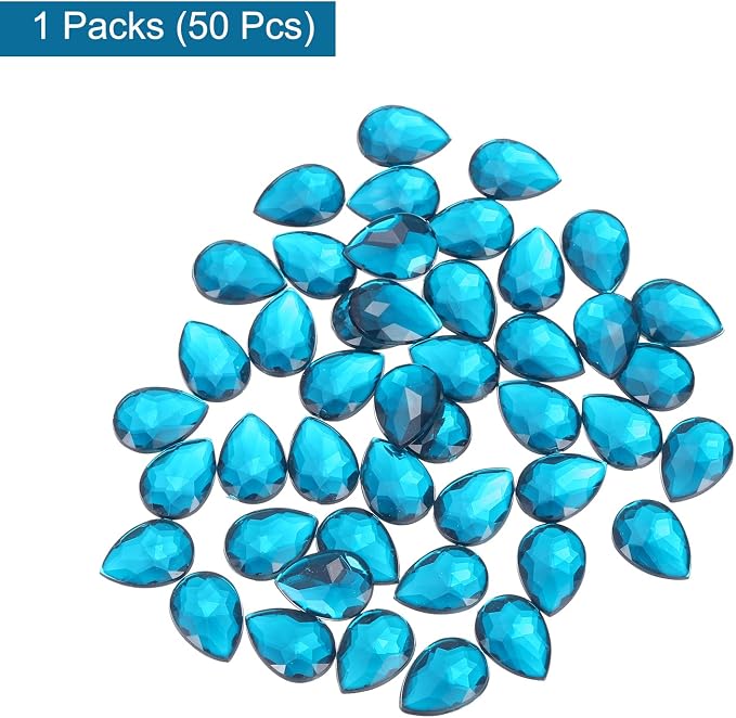 MECCANIXITY 50PCS Flat Back Acrylic Teardrop Gems 10x14mm Artificial Rhinestones - Image 3