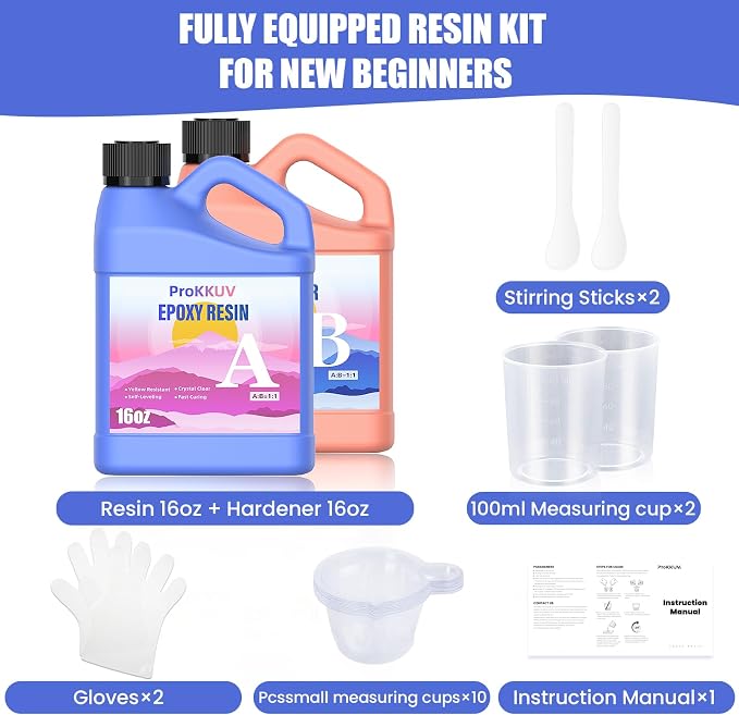 Epoxy Resin Kit, 32OZ Crystal Clear Resin Epoxy, Bubble Free, No Yellowing - Image 2