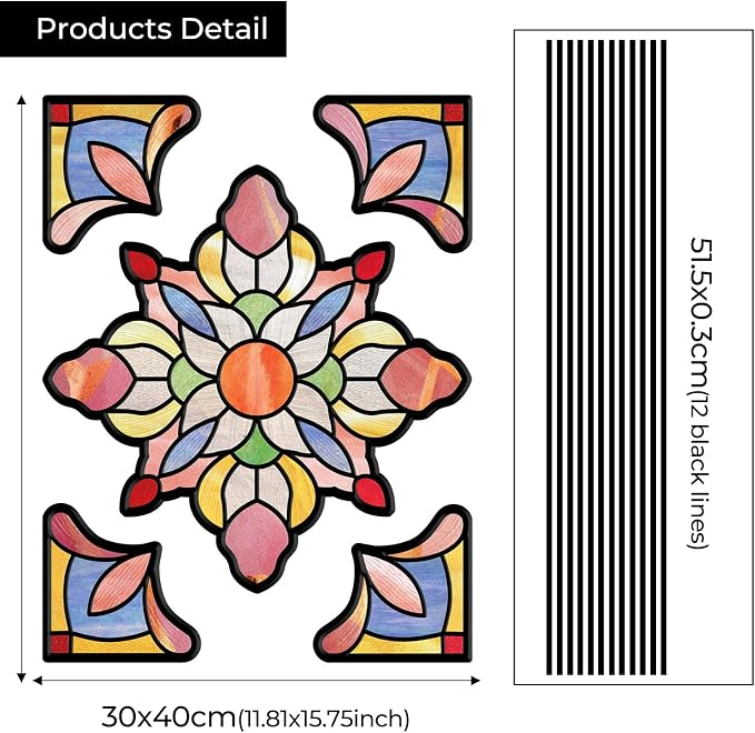 ADD.HERES Window Stickers, ‌Stained Glass Window Privacy Film, UV Blocking - Image 2