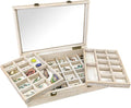 MOOCA Tempered Glass Jewelry Box Organizer, Two-Layer Jewelry Display Case by Mooca