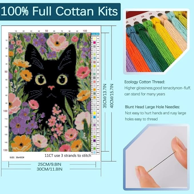 Animal Cat Stamped Cross Stitch Kits - Image 2