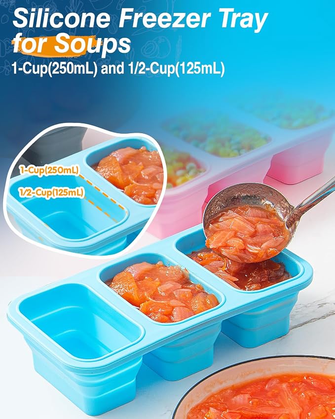 Silicone Freezer Trays With Lid, 2 Pack Collapsible Silicone Freezer Molds | - Image 7