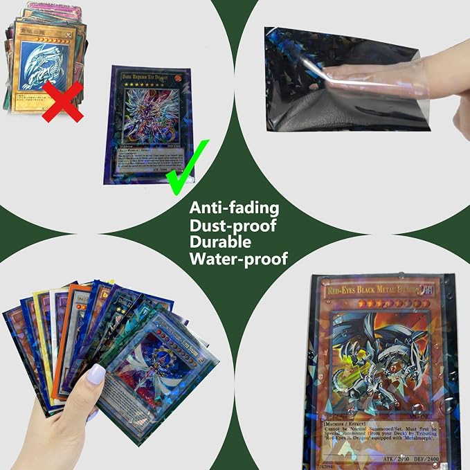 100 Count Green Card Sleeves for Trading Cards, Perfect Fit Shiny MTG Card - Image 4