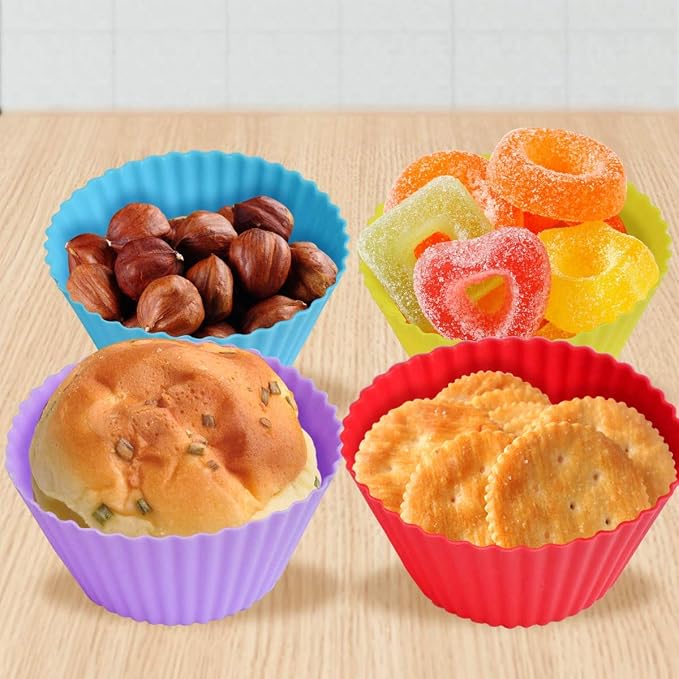 24 Pack Silicone Baking Cups Reusable Muffin Liners Non-Stick Cup Cake Molds - Image 2