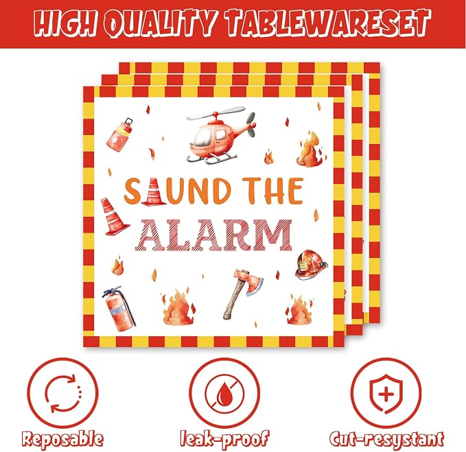 40Pcs Firetruck Birthday Party Decorations Firefighter Fire Truck Party - Image 4