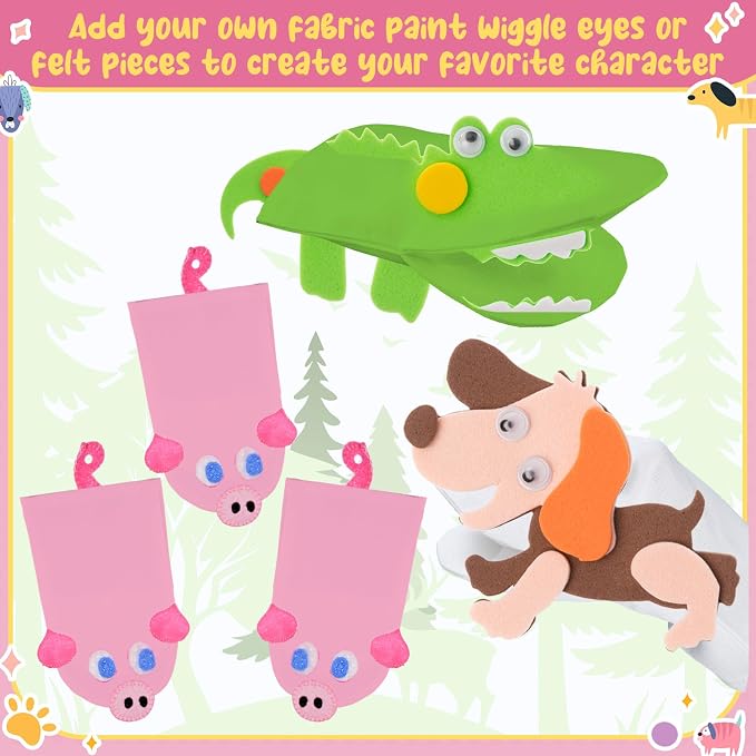 Soulchen 24 Pcs DIY Hand Puppets, Canvas Hand Puppet Making Kit DIY Arts and - Image 3