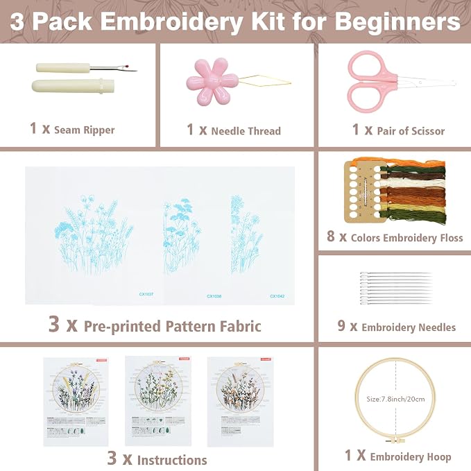 RidaaFri Embroidery Kit for Beginners, Hand Embroidery Practice Kit - Image 3