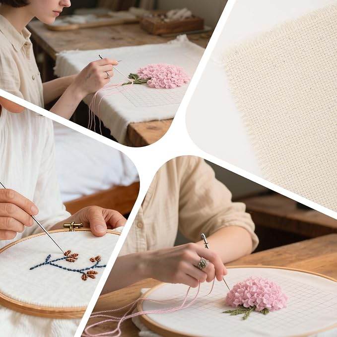 16 PCS Punch Needle Fabric Tufting Cloth 4 Different Sizes 5.9 to 11.8inch | - Image 4