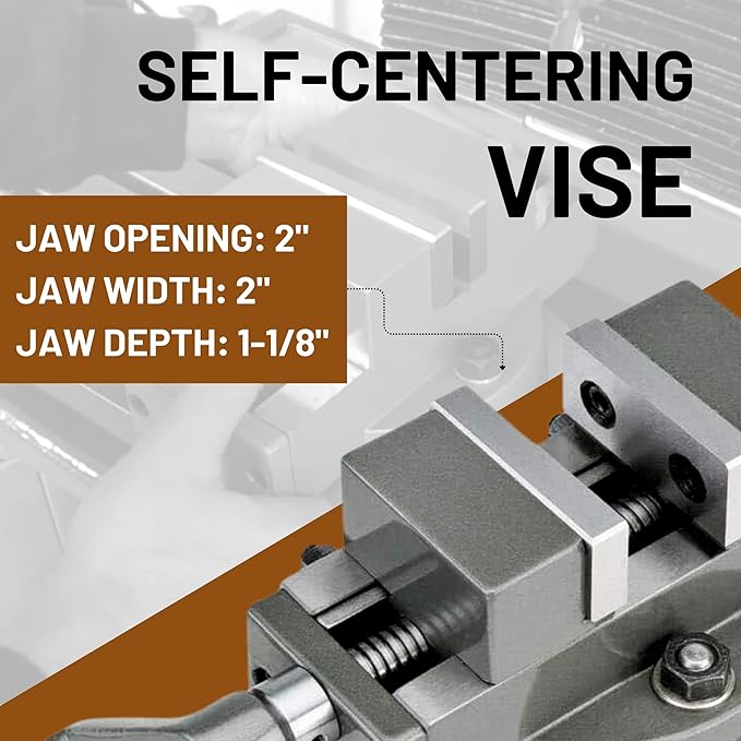 EXXO Self Centering Vice 2"-Heavy Duty Hard Alloy Steel Fixed Base Vise Tool Bench Tools Built For High Precision Milling, Woodworking, & Forming
