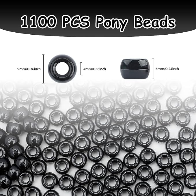 1100 Pcs Black Pony Beads for Jewelry Making, Bead for Bracelets Necklace Making - Image 2