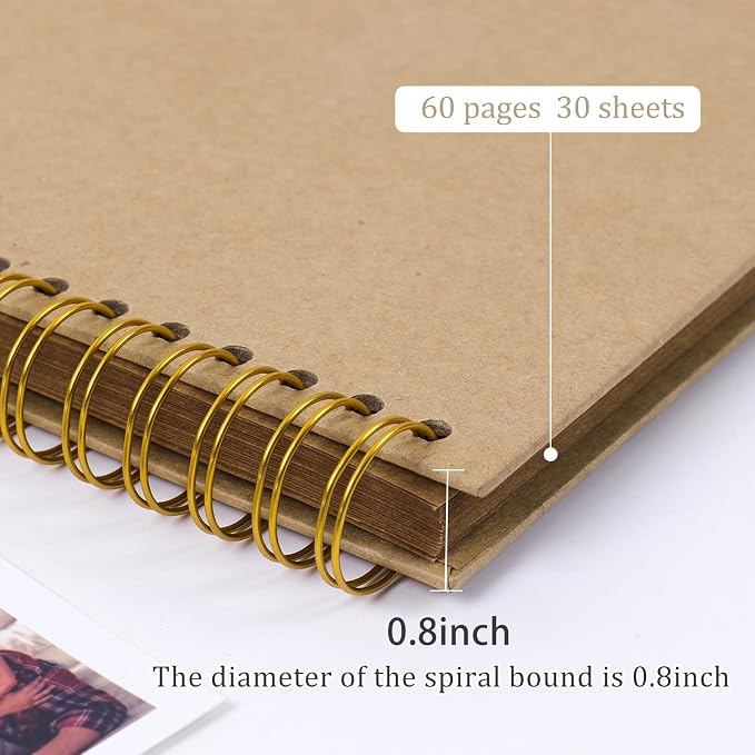 RECUTMS 12 x 12 Inch Large Scrapbook Album Kraft Blank Page DIY Scrapbook Photo - Image 4