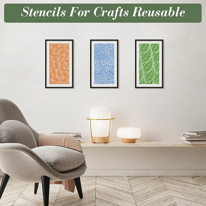 Geometric Texture Stencils for Crafts Reusable 12Pcs Stencils | DIY Art - Image 2