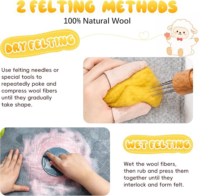 3.53oz Wool Roving: Needle Felting Wool White Roving Wool Felting Supplies Pure - Image 7