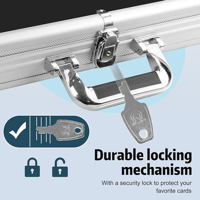 Silver Large 34"x22" Aluminum Show Card Display Case, Lockable Trading Card - Image 4