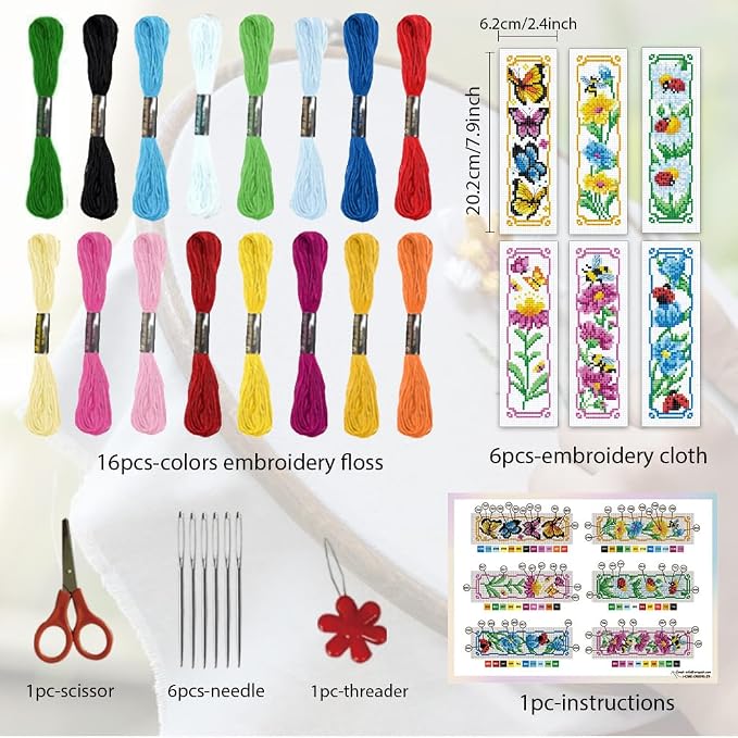 ORIGACH 6 Pcs Cross Stitch Bookmark Kit - Image 2