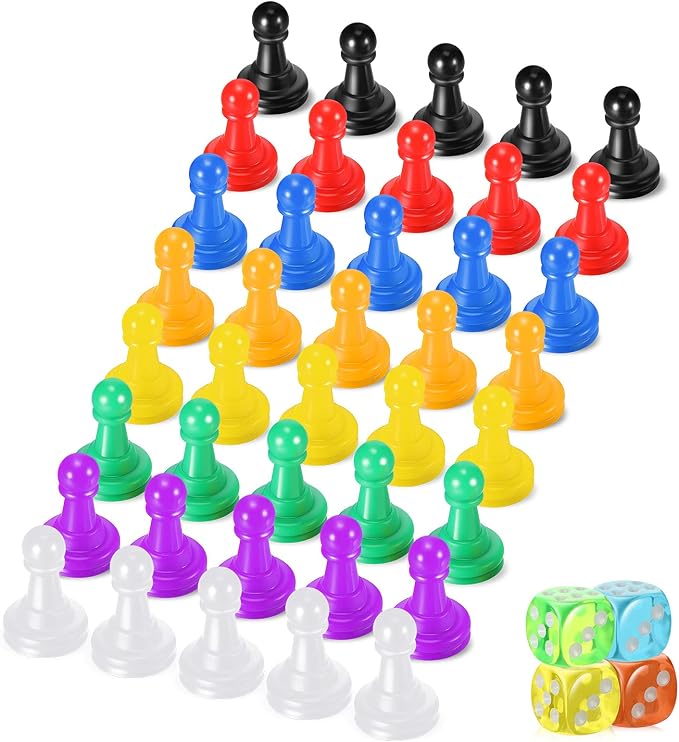 40 Pcs Multicolor Plastic Pawn Game Pieces by Zhanmai