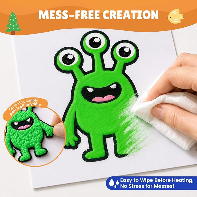 JoyCat Puffy Velvet Markers for Kids, 10-Color Heat-Activated Puffy Paint - Image 4