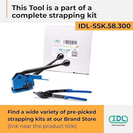 IDL Packaging IDL-17-58 Sealless Combination Tool for 5/8" Steel Strapping - 3-in-1 Tensioner, Sealer, and Cutter - Combination Metal Strapping Tool - Durable Banding Tool with Long Service Life