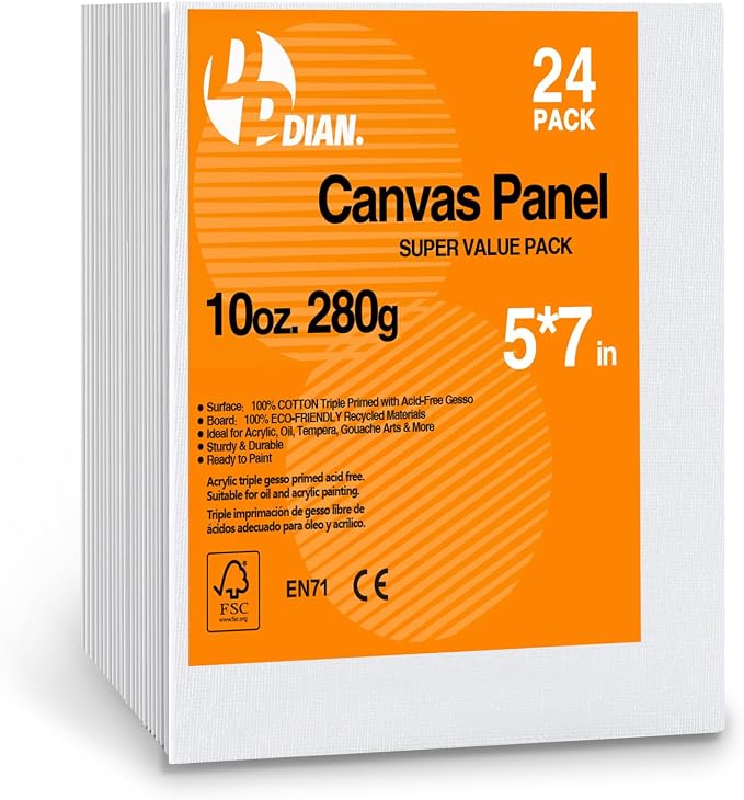 Canvas Boards for Painting 5x7 Inch, Watercolor by DPDIAN