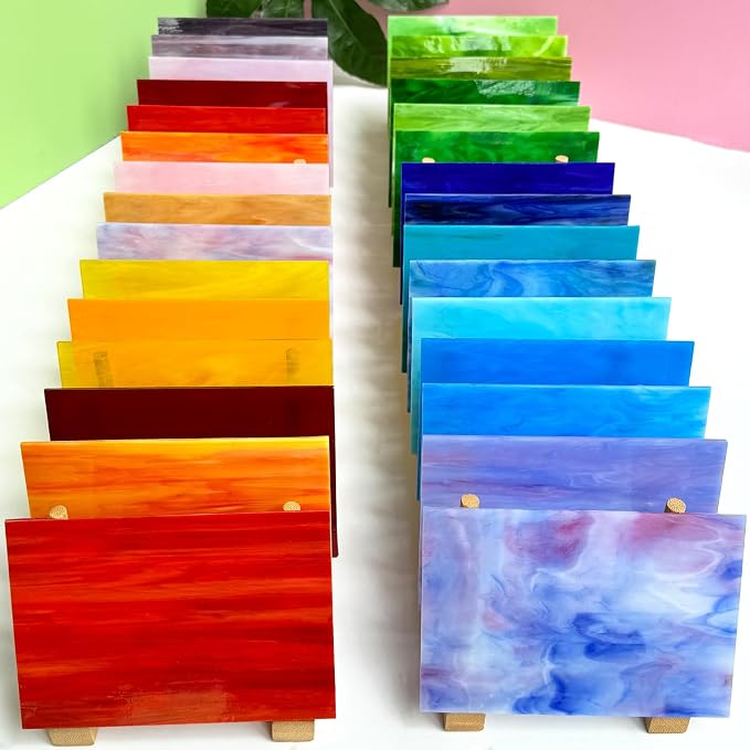 ILLUCKAI 36 Sheets Vibrant Stained Glass Sheets Variety Pack, 6 x 4 Inch - Image 2