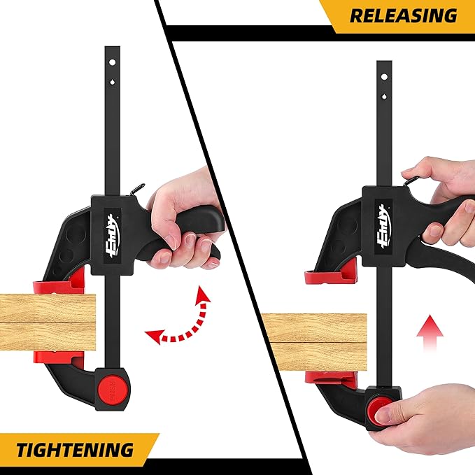 6" Bar Clamps for Woodworking, Medium 170 lbs One-Handed Spreader/Clamp, Light-Duty Quick-Clamp F Wood Clamps Set for Hand Wood Working Crafts Grip Gluing - 4 Pack