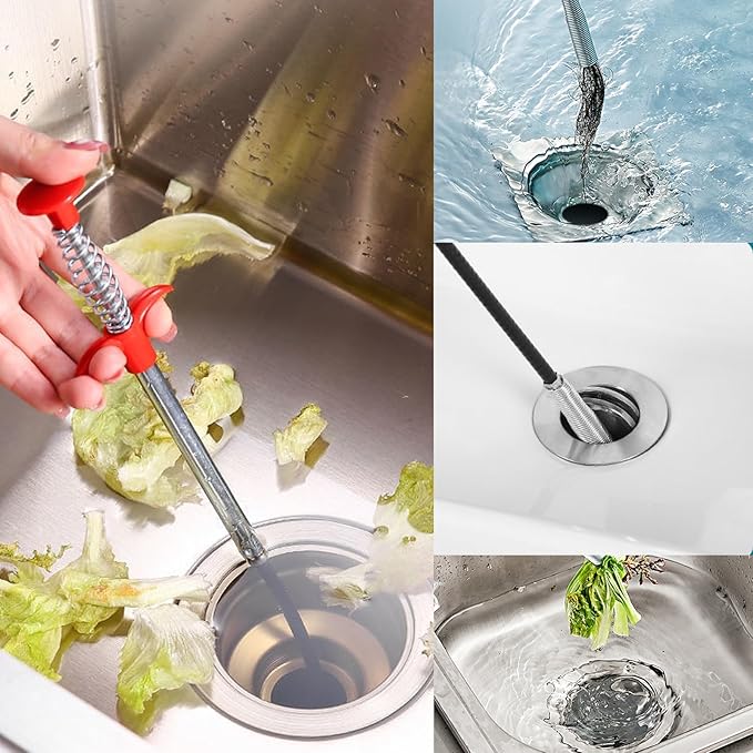 Drain Snake,61 inch Flexible Grabber Claw Pick Up Reacher Tool,Drain Clog Remover - Gutter Cleaning Tools for Home Sink, Bathroom Tub,Drain, Toilet, Tight Spaces