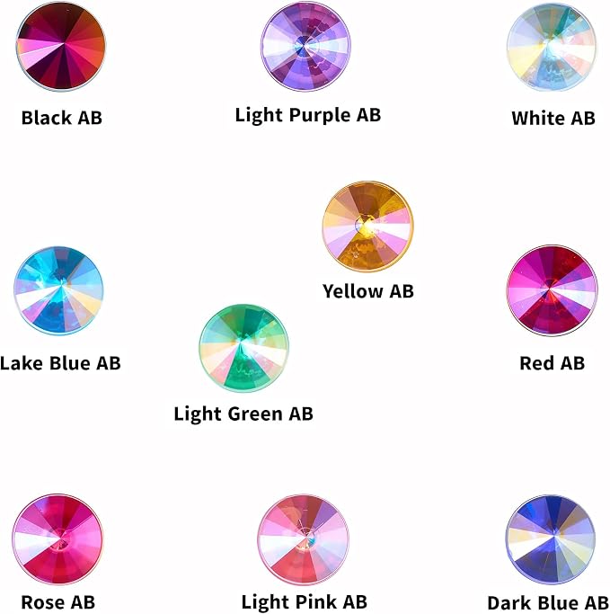 200 Pcs 10mm AB Rhinestones for Bedazzling, Rainbow Effect Craft Gems for - Image 2