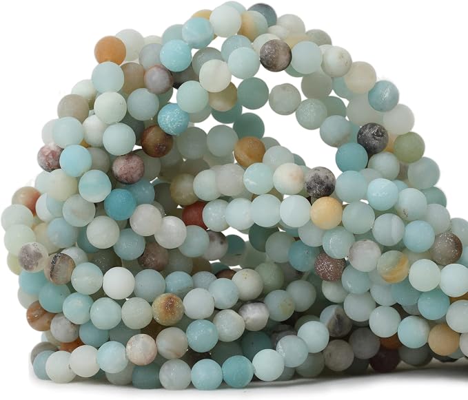 60PCS 6mm Natural Colorful Frosted Amazonite Gemstone Round Loose Beads Stone by CHEAVIAN