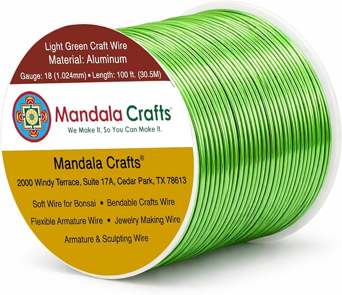 Mandala Crafts 18 Gauge Light Green Anodized Aluminum Craft Wire, 100 FT | by MandalaCrafts