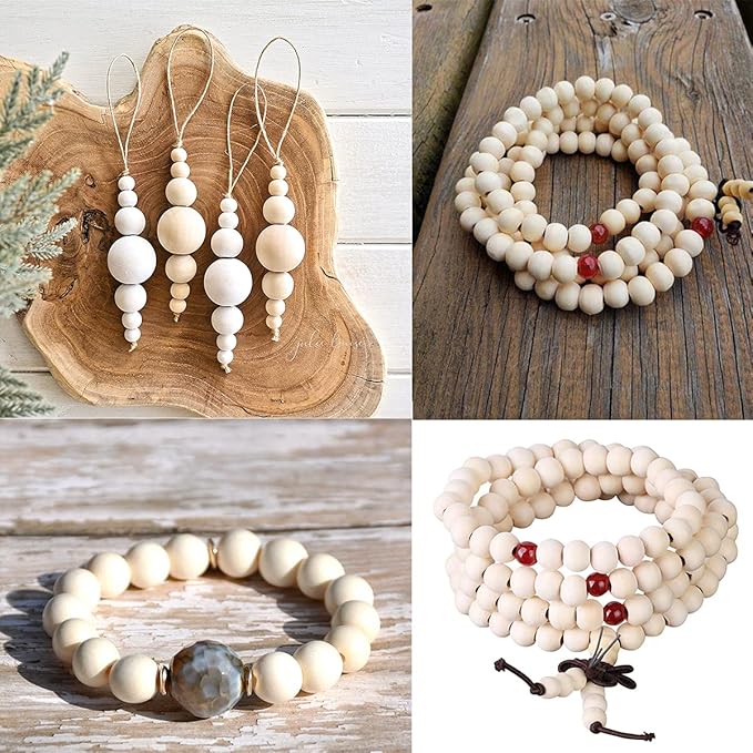 16mm Wooden Beads for Craft, Bead Garland, Farmhouse Decor - Image 3