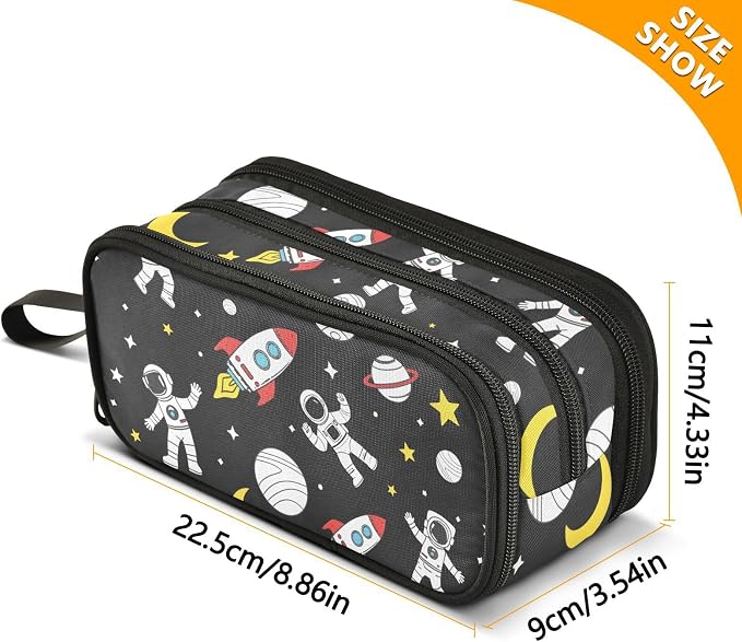 Astronaut Rocket Planet Stars Pencil Case Box Boys Girls Large Pencil Pouch - Image 7