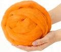 3.4oz Felting Wool Sun Orange, Needle Felting Wool, Wool Roving by %22VNAKER%22+Flagship