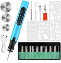 Electric Engraving Pen with 37 Bits, USB Rechargeable Cordless Etching Engraving Tool, Portable DIY Rotary Engraver for Jewelry Wood Glass Stone Carving (Blue)