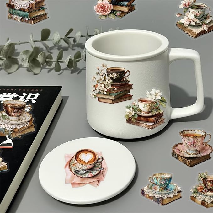 50 PCS Vintage Coffee Book Stickers - Image 7