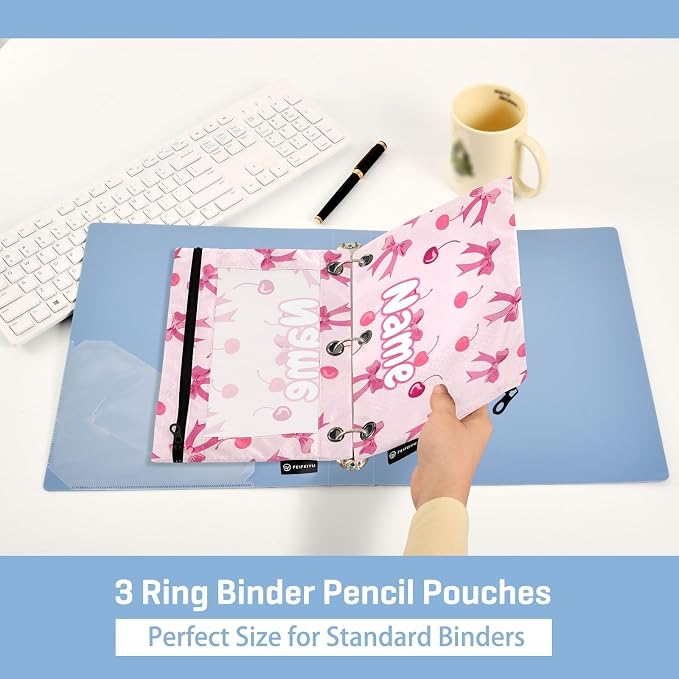 Custom Pink Bows Cherry Pencil Pouch - Image 4