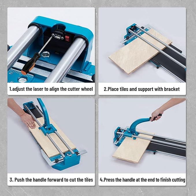 Manual Tile Cutter,24/32/48 Inch Tile Cutter With Tungsten Carbide Cutting Wheel,Infrared Positioning, Precise Tile Cutter Tools (48 inch double rails)
